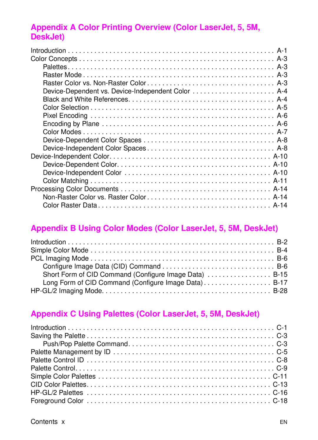 HP L 5 manual Appendix B Using Color Modes Color LaserJet, 5, 5M, DeskJet 