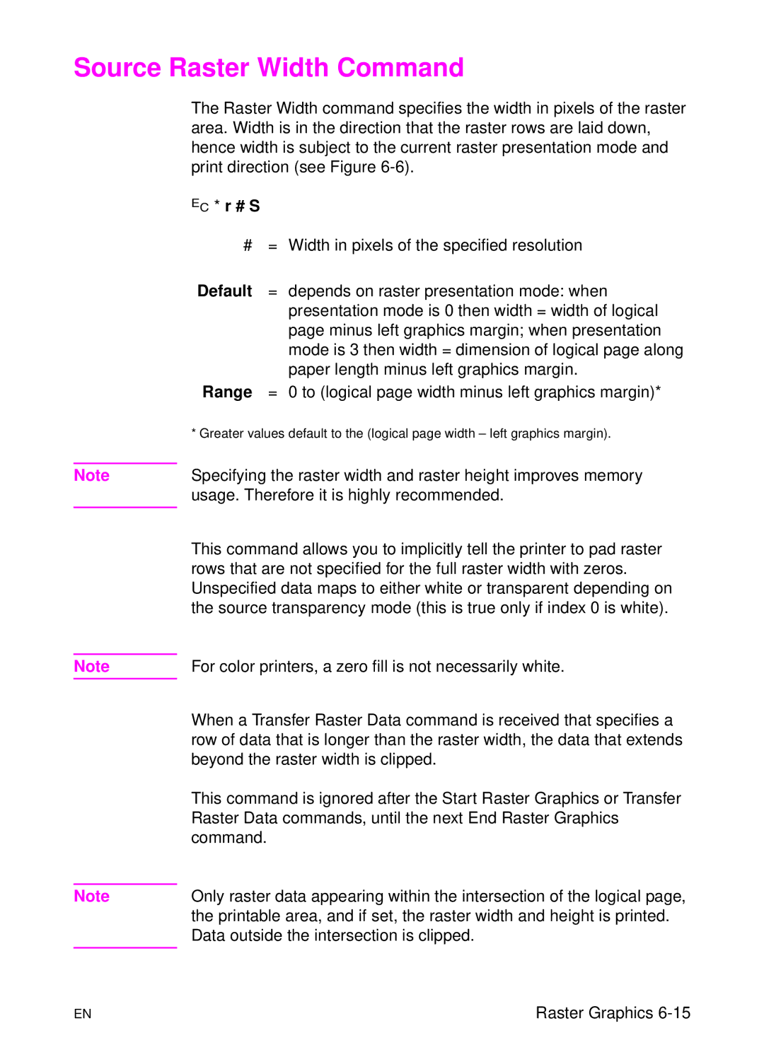 HP L 5 manual Source Raster Width Command, ? * r # S 