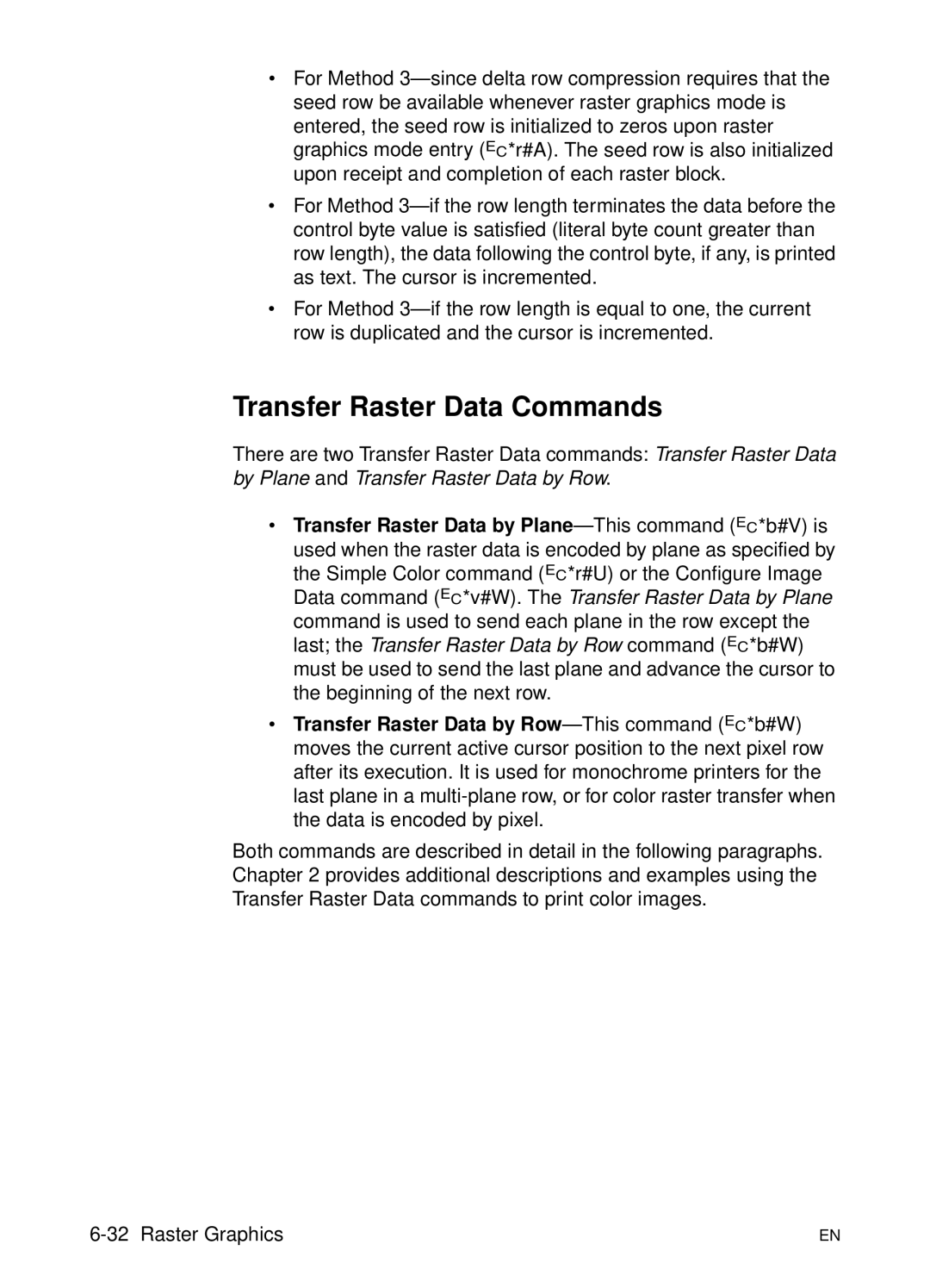 HP L 5 manual Transfer Raster Data Commands 