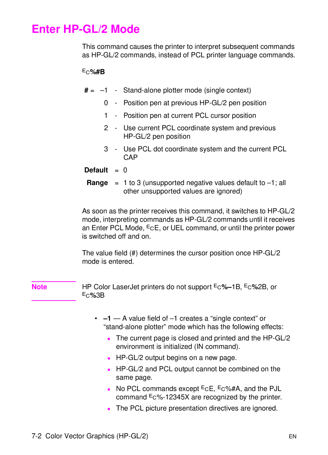 HP L 5 manual Enter HP-GL/2 Mode, ?%#B 