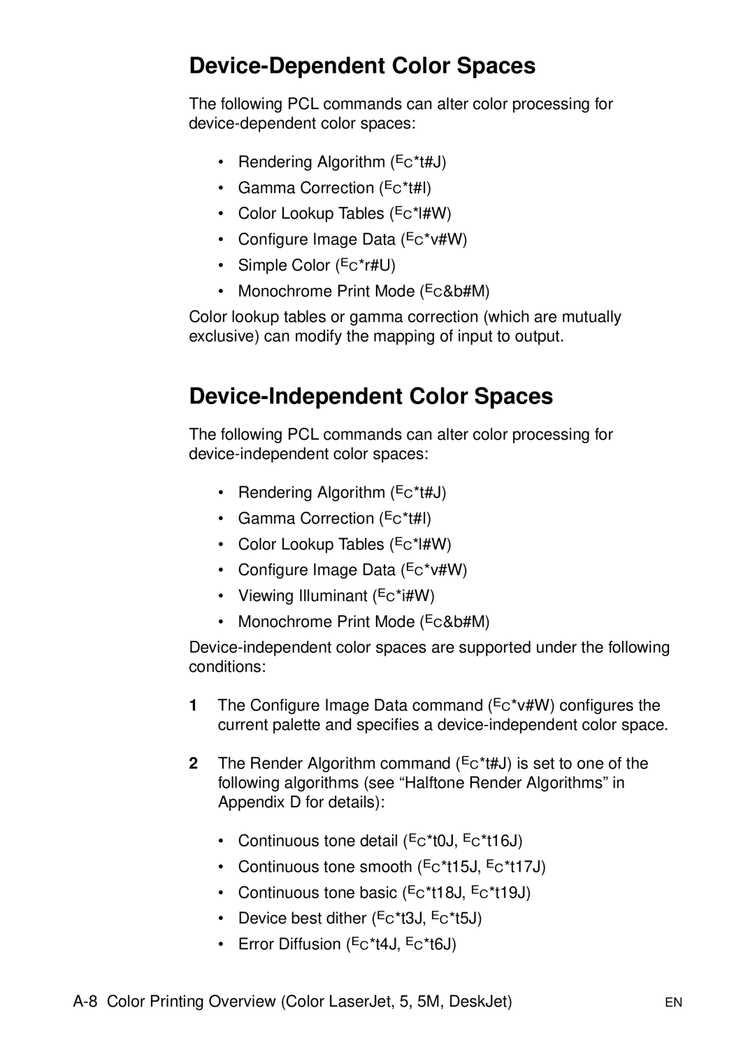 HP L 5 manual Device-Dependent Color Spaces, Device-Independent Color Spaces 