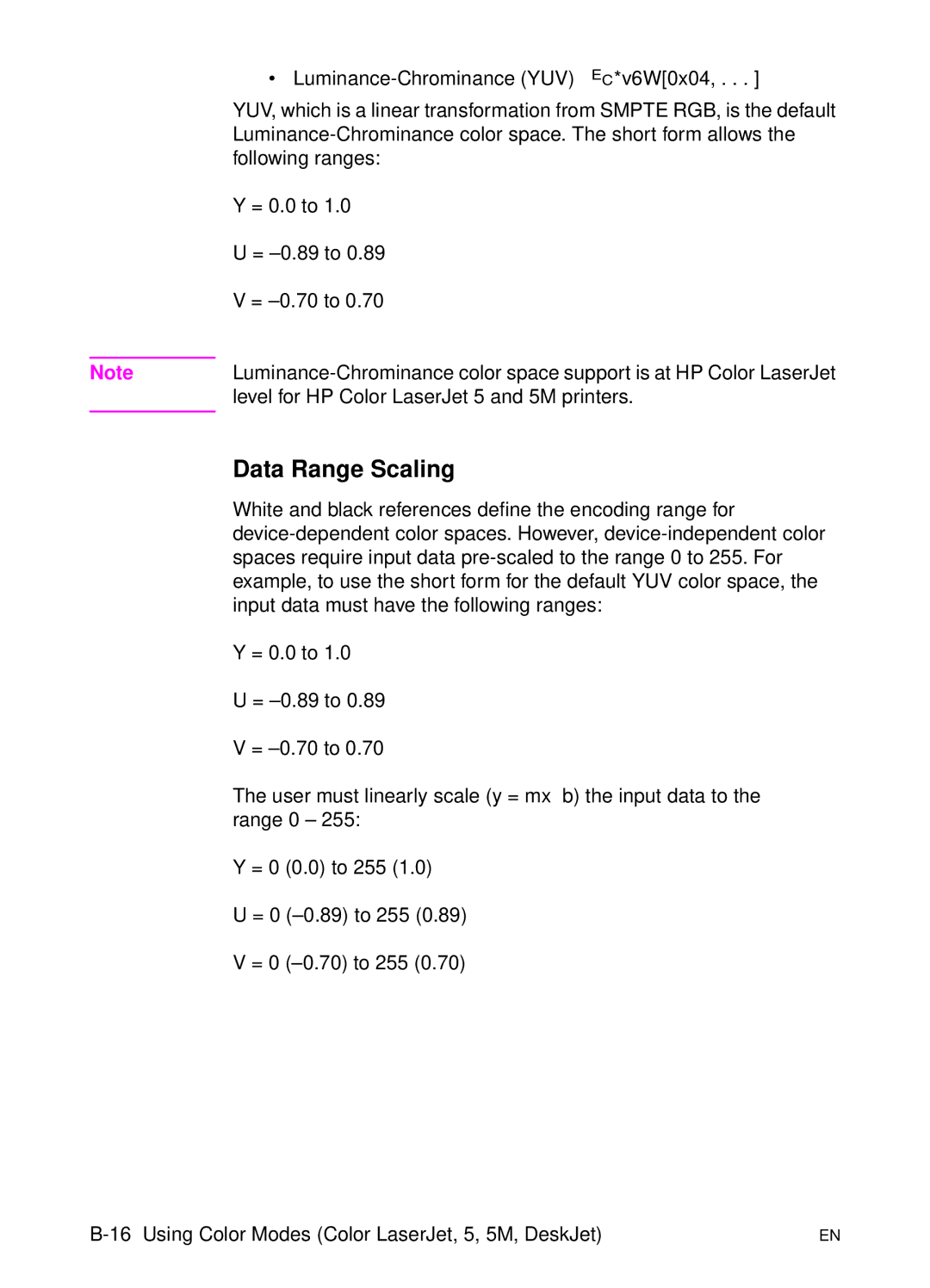 HP L 5 manual Data Range Scaling 