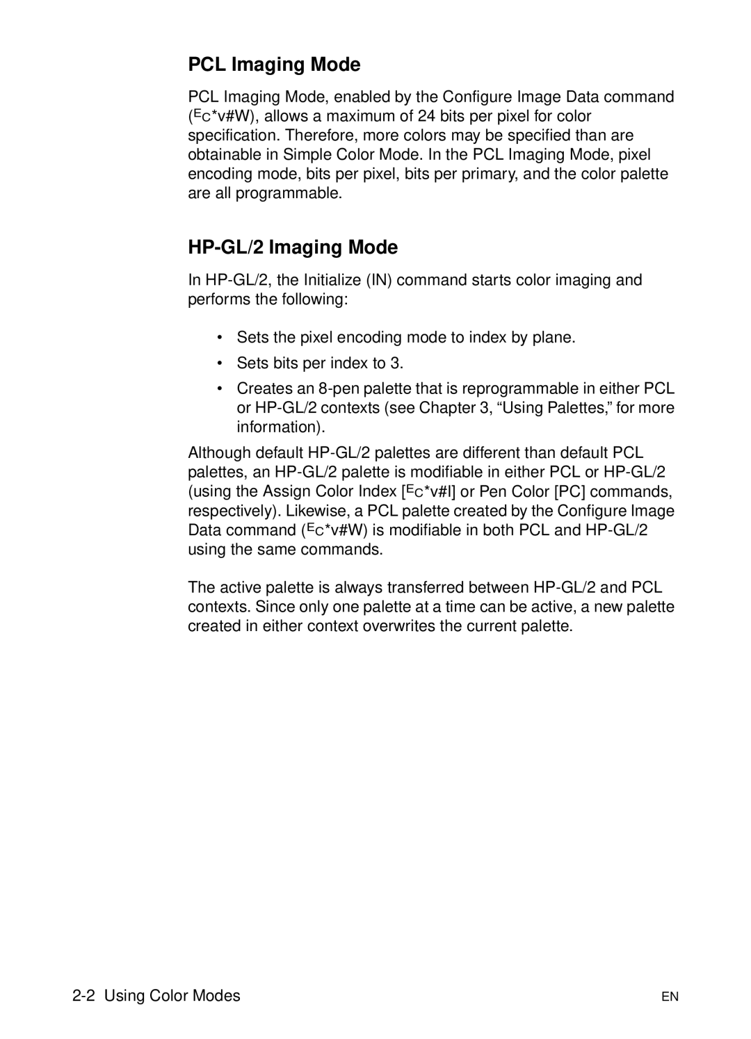 HP L 5 manual PCL Imaging Mode, HP-GL/2 Imaging Mode 