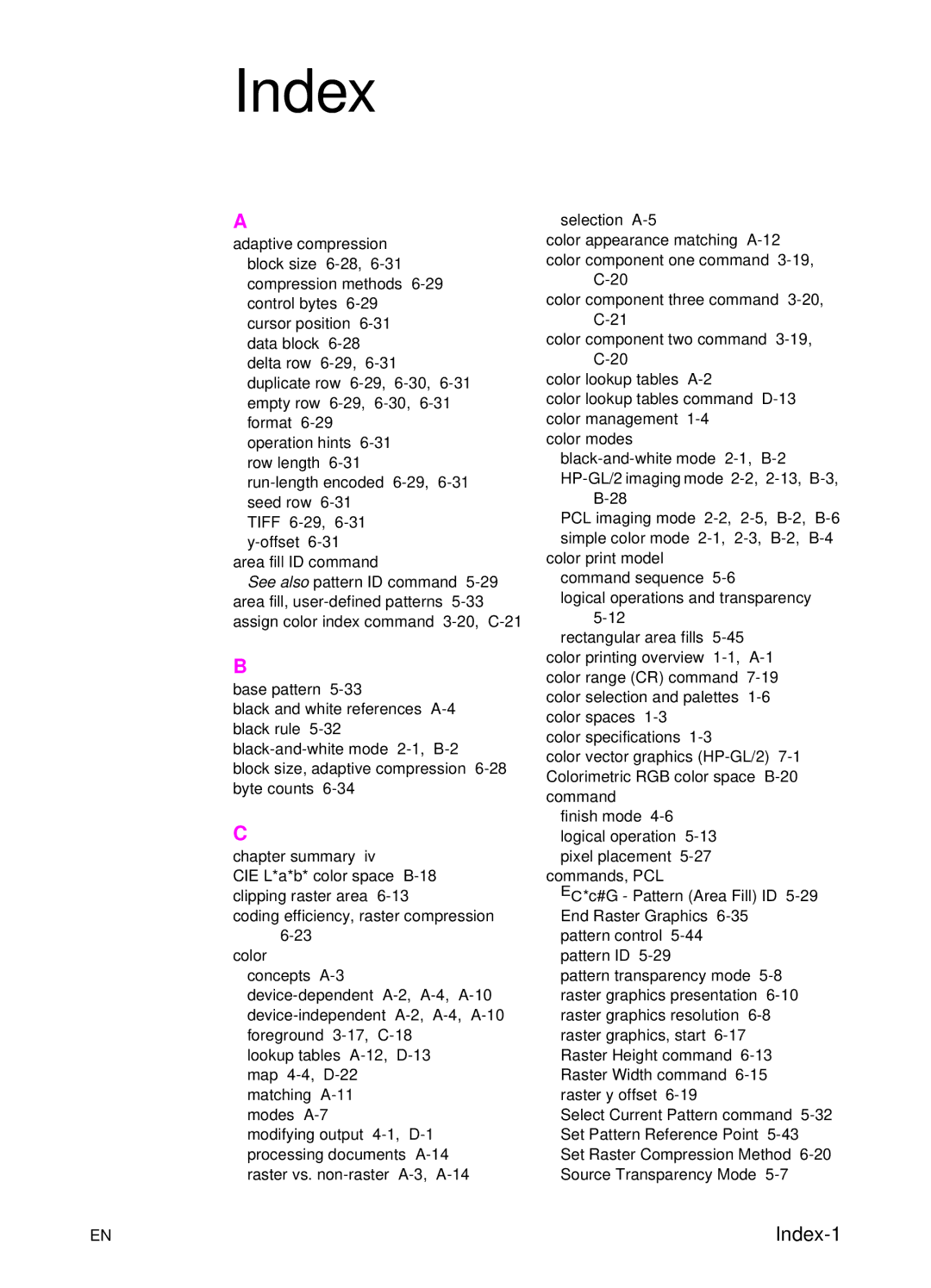 HP L 5 manual Index 