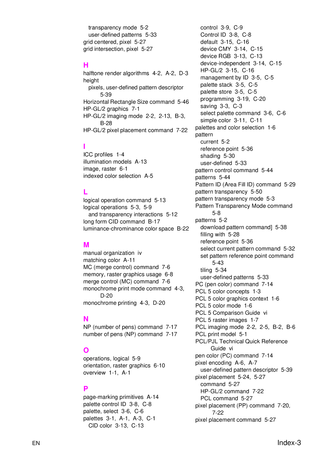 HP L 5 manual Index-3 