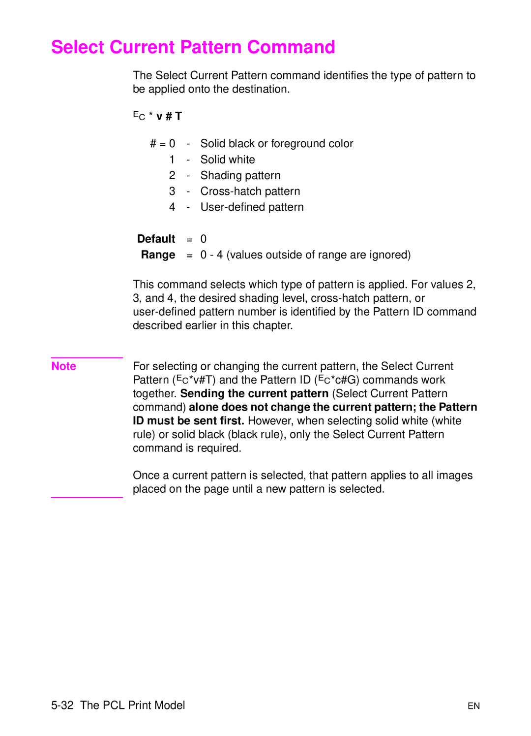 HP L 5 manual Select Current Pattern Command, ? * v # T 