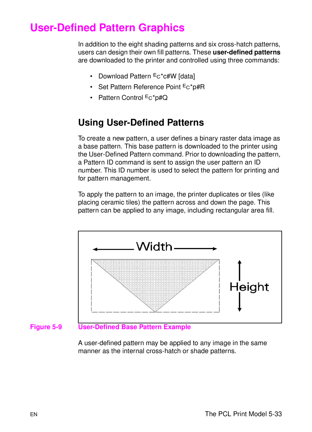 HP L 5 manual User-Defined Pattern Graphics, Using User-Defined Patterns 