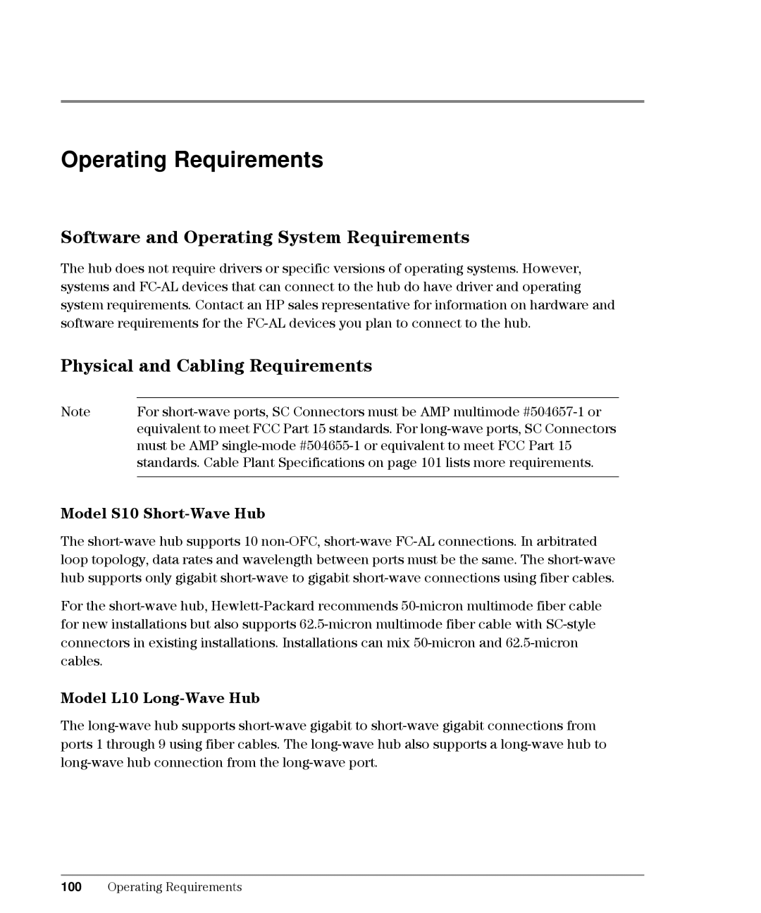 HP L10 manual Operating Requirements, Software and Operating System Requirements, Physical and Cabling Requirements 