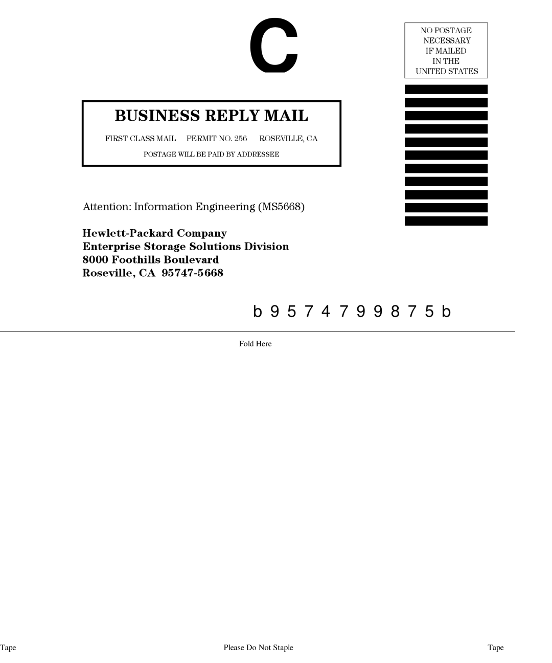 HP L10, Intrusion Prevention System S10 manual Business Reply Mail, B9574799875b 