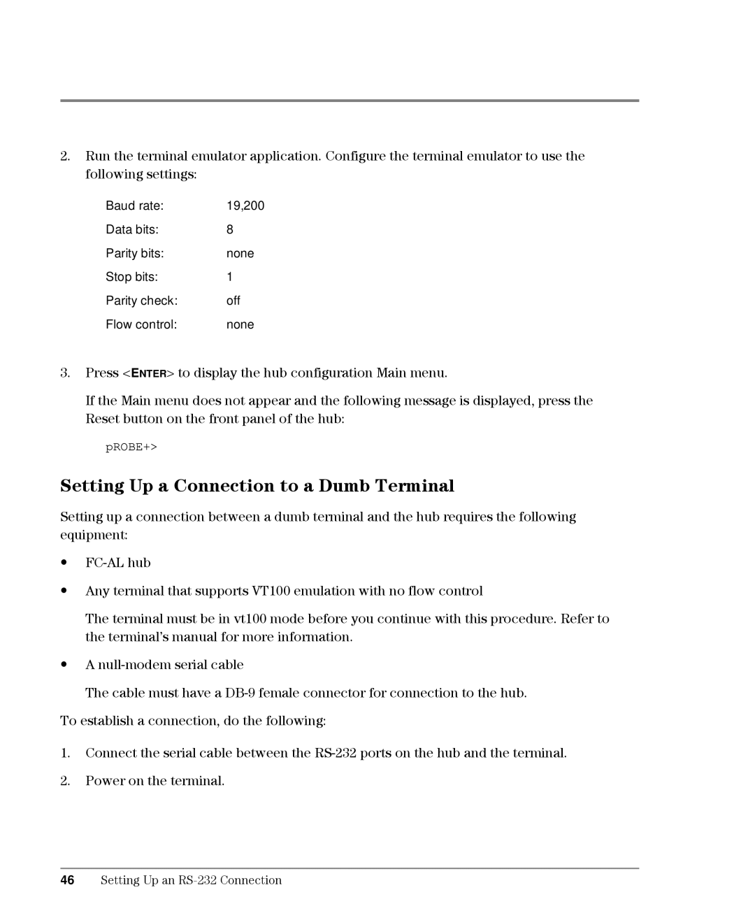 HP L10, Intrusion Prevention System S10 manual Setting Up a Connection to a Dumb Terminal 