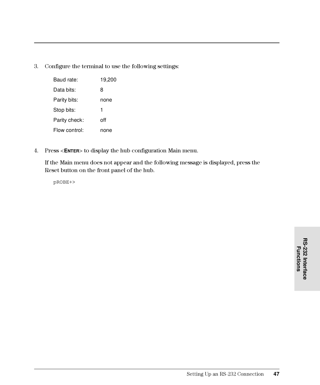 HP Intrusion Prevention System S10, L10 manual Configure the terminal to use the following settings 