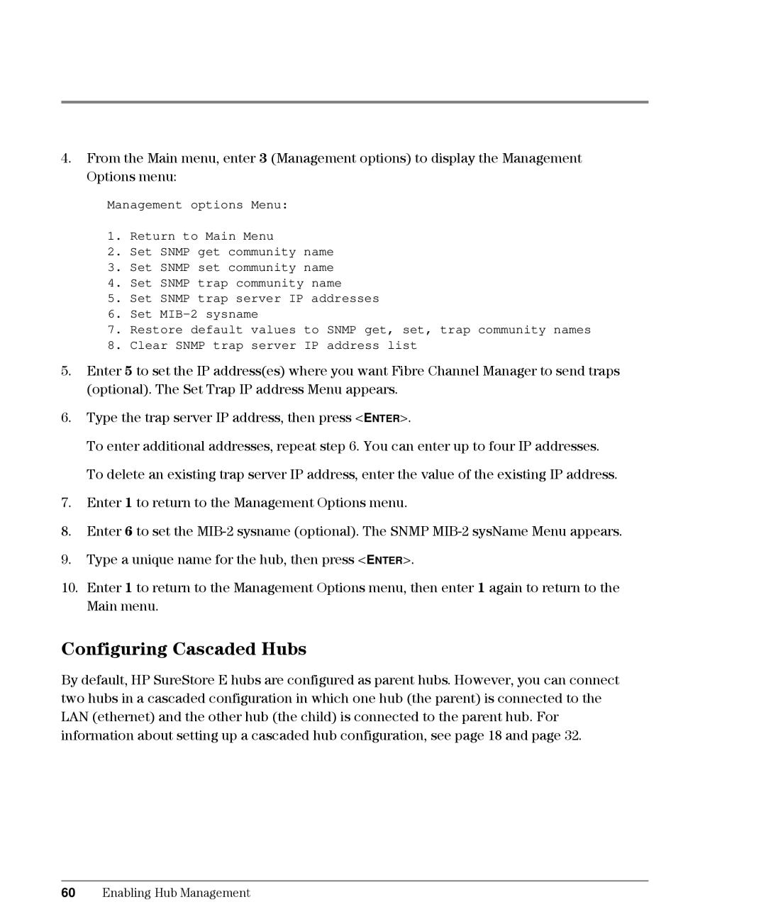 HP L10, Intrusion Prevention System S10 manual Configuring Cascaded Hubs 