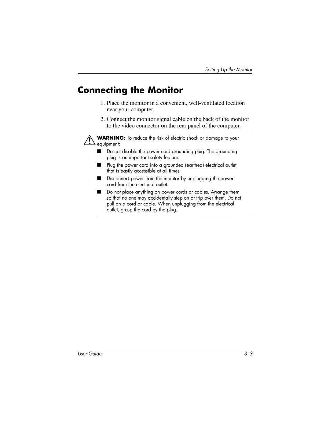 HP L1506 15-inch manual Connecting the Monitor 