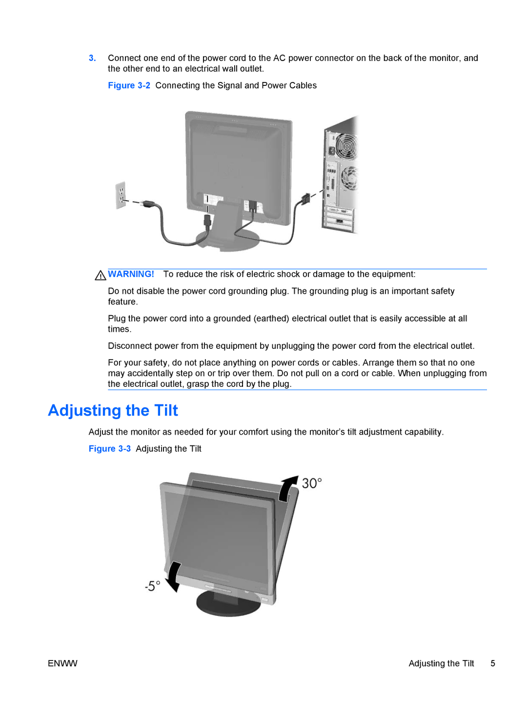 HP L1506x 15-inch Non-Touch manual Adjusting the Tilt 