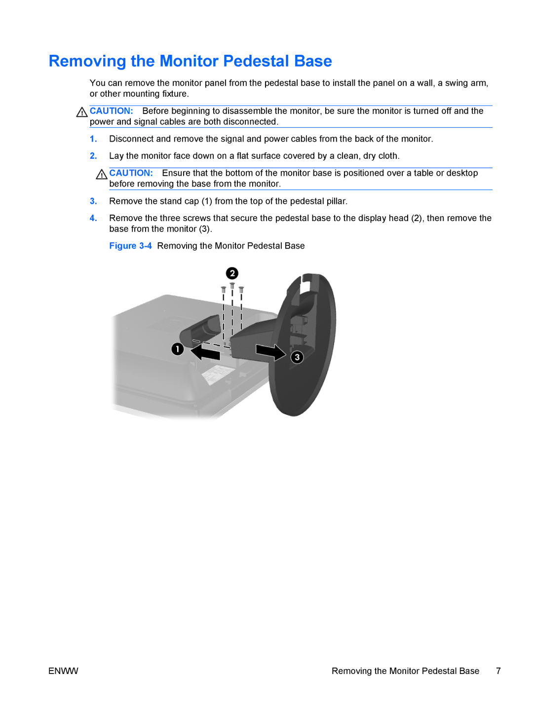 HP L1506x 15-inch Non-Touch manual 4Removing the Monitor Pedestal Base 