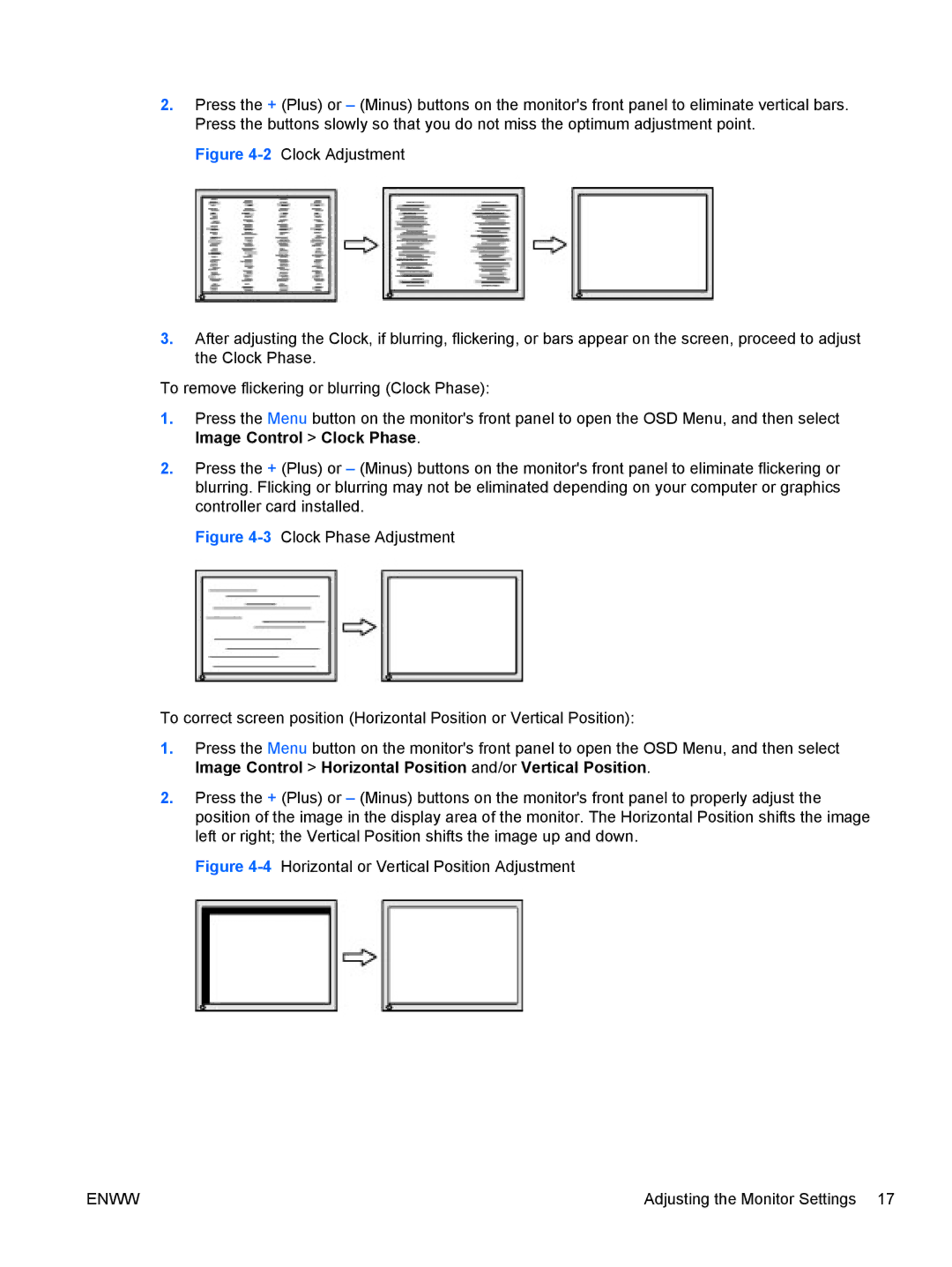 HP L1506x 15-inch Non-Touch manual 4Horizontal or Vertical Position Adjustment 