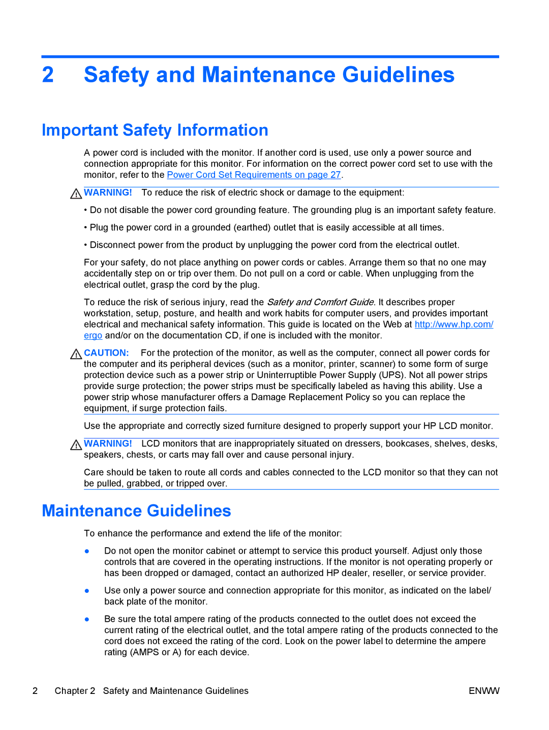 HP L1506x 15-inch Non-Touch manual Safety and Maintenance Guidelines, Important Safety Information 