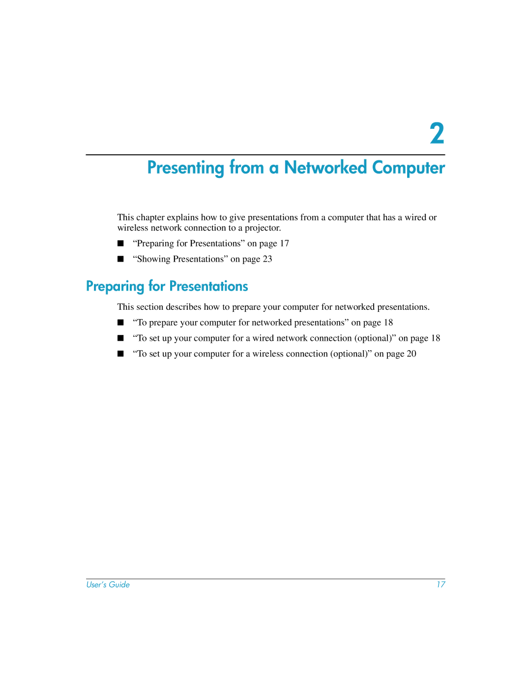 HP L1581A manual Presenting from a Networked Computer, Preparing for Presentations 