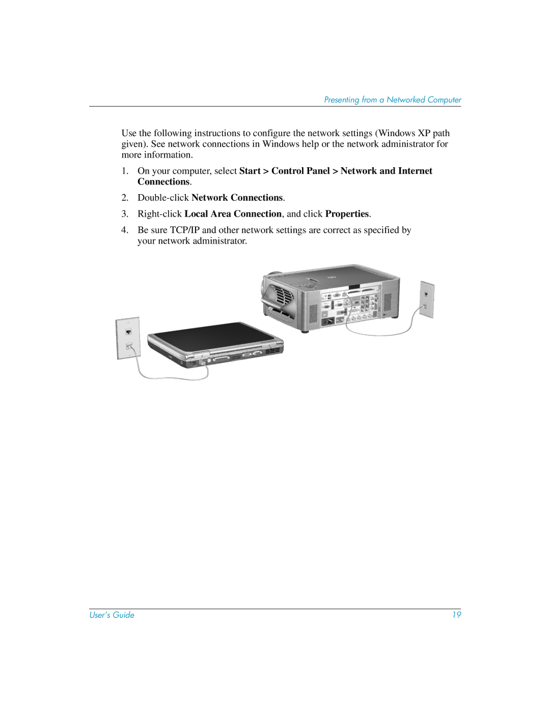 HP L1581A manual Presenting from a Networked Computer 