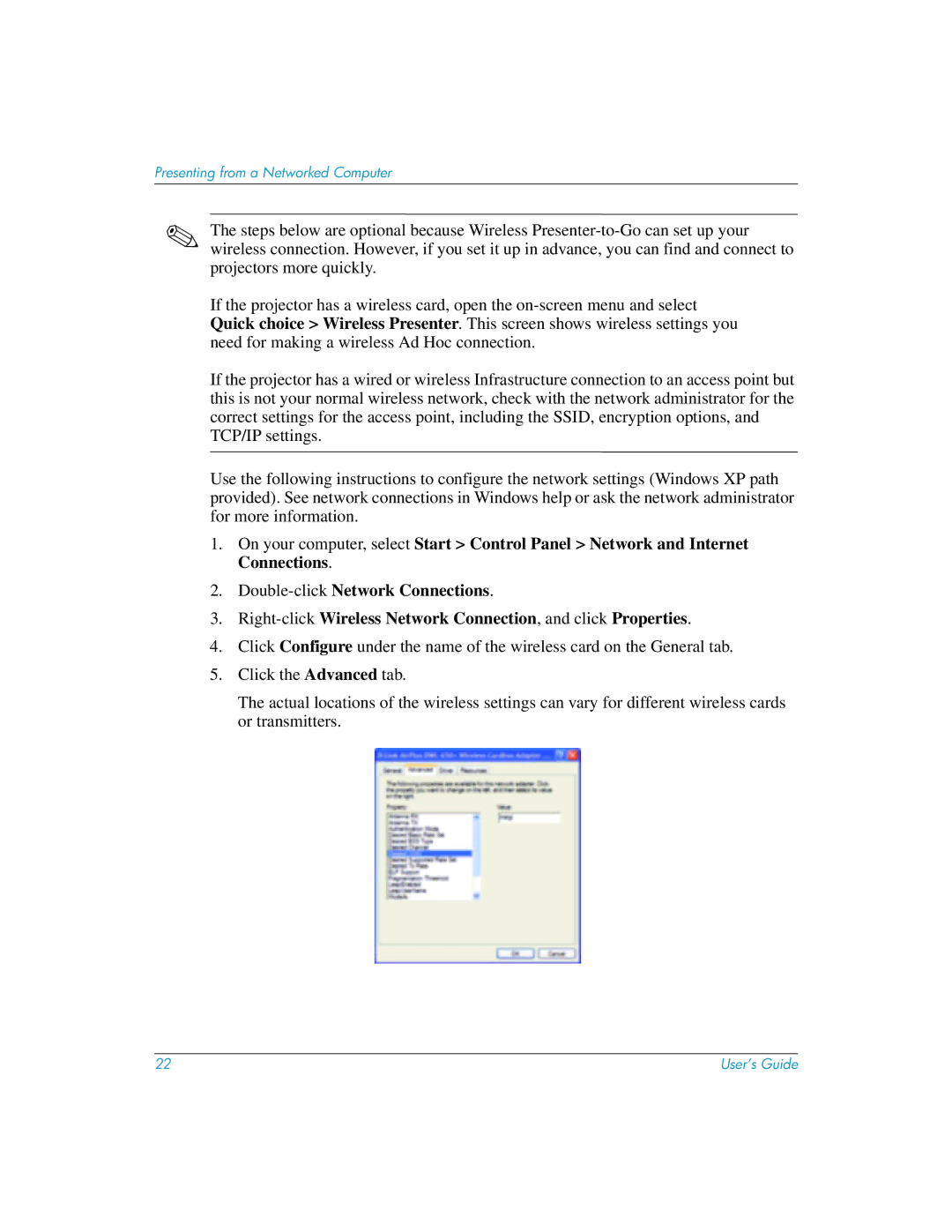 HP L1581A manual Presenting from a Networked Computer 