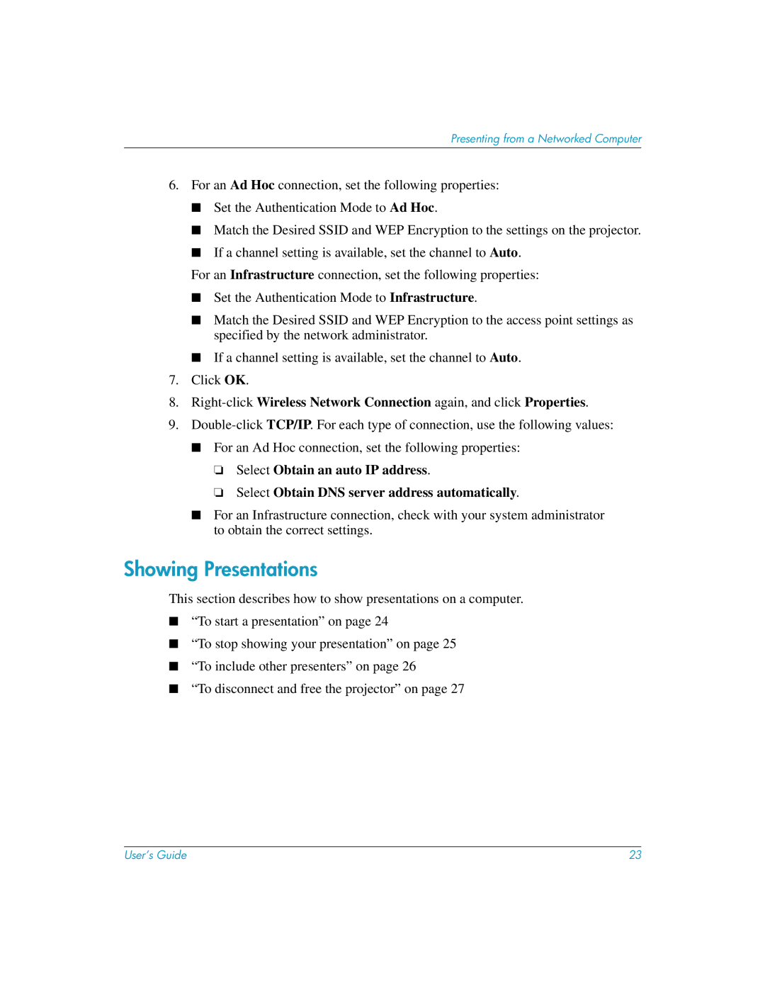 HP L1581A manual Showing Presentations 