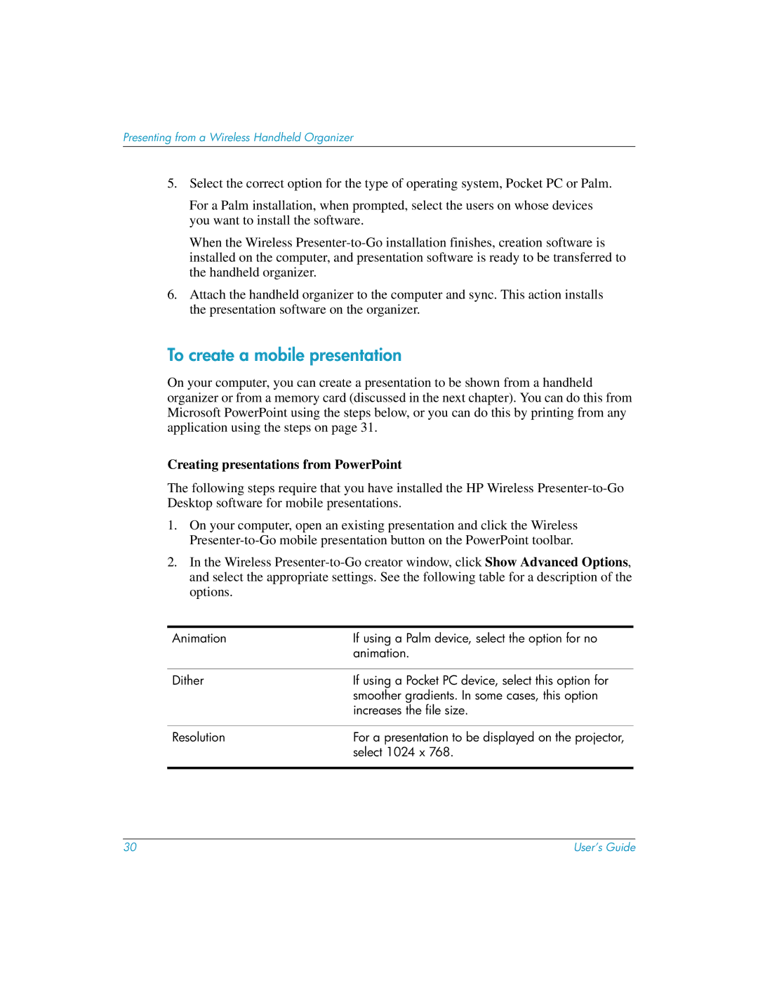 HP L1581A manual To create a mobile presentation, Creating presentations from PowerPoint 