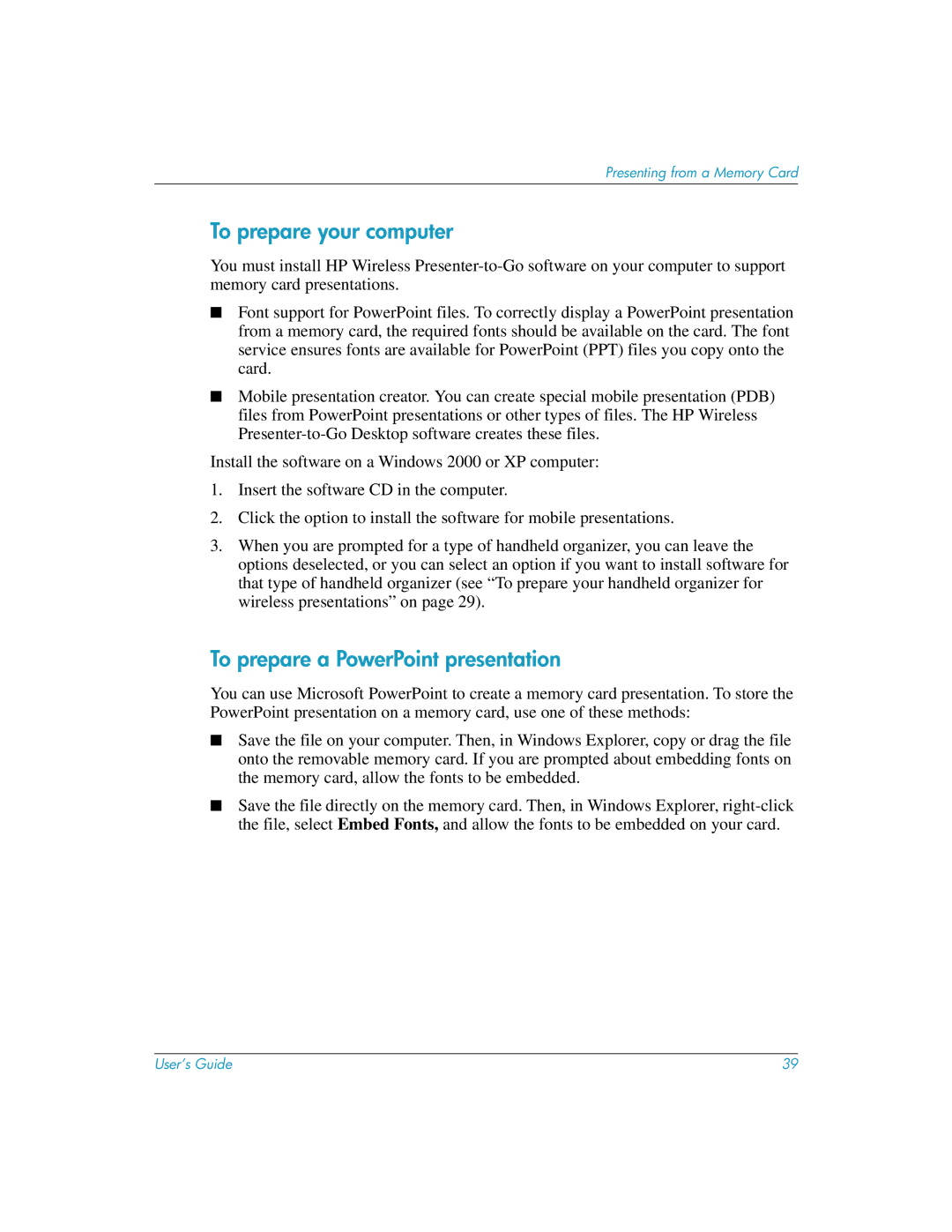 HP L1581A manual To prepare your computer, To prepare a PowerPoint presentation 