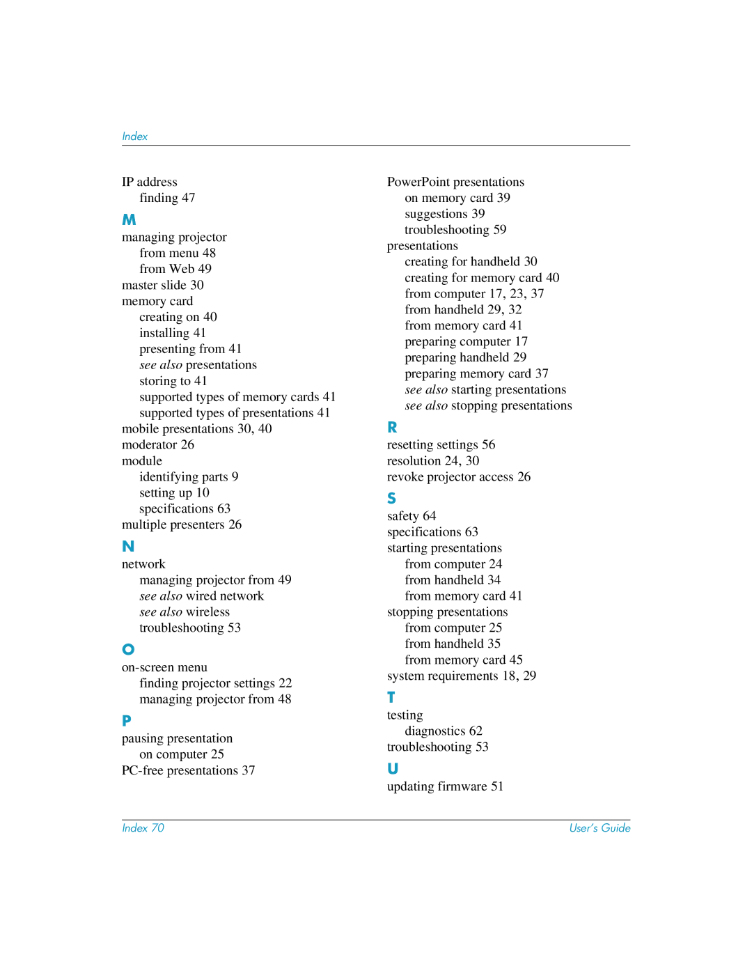 HP L1581A manual Index 