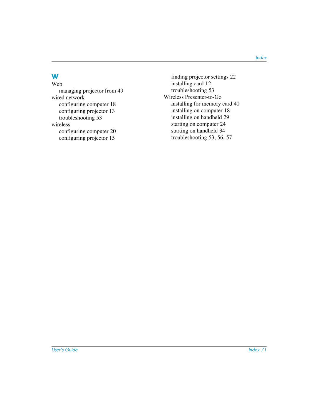 HP L1581A manual Index 