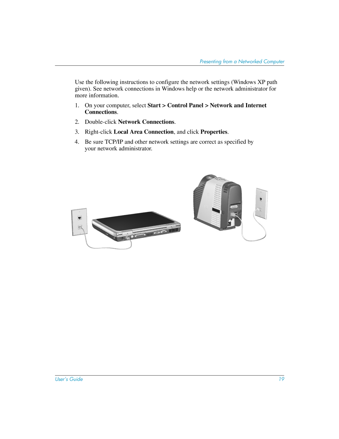 HP L1619A manual Presenting from a Networked Computer 