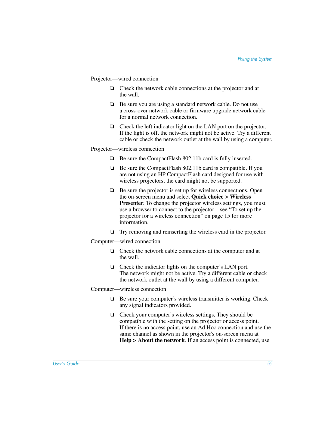 HP L1619A manual Fixing the System 