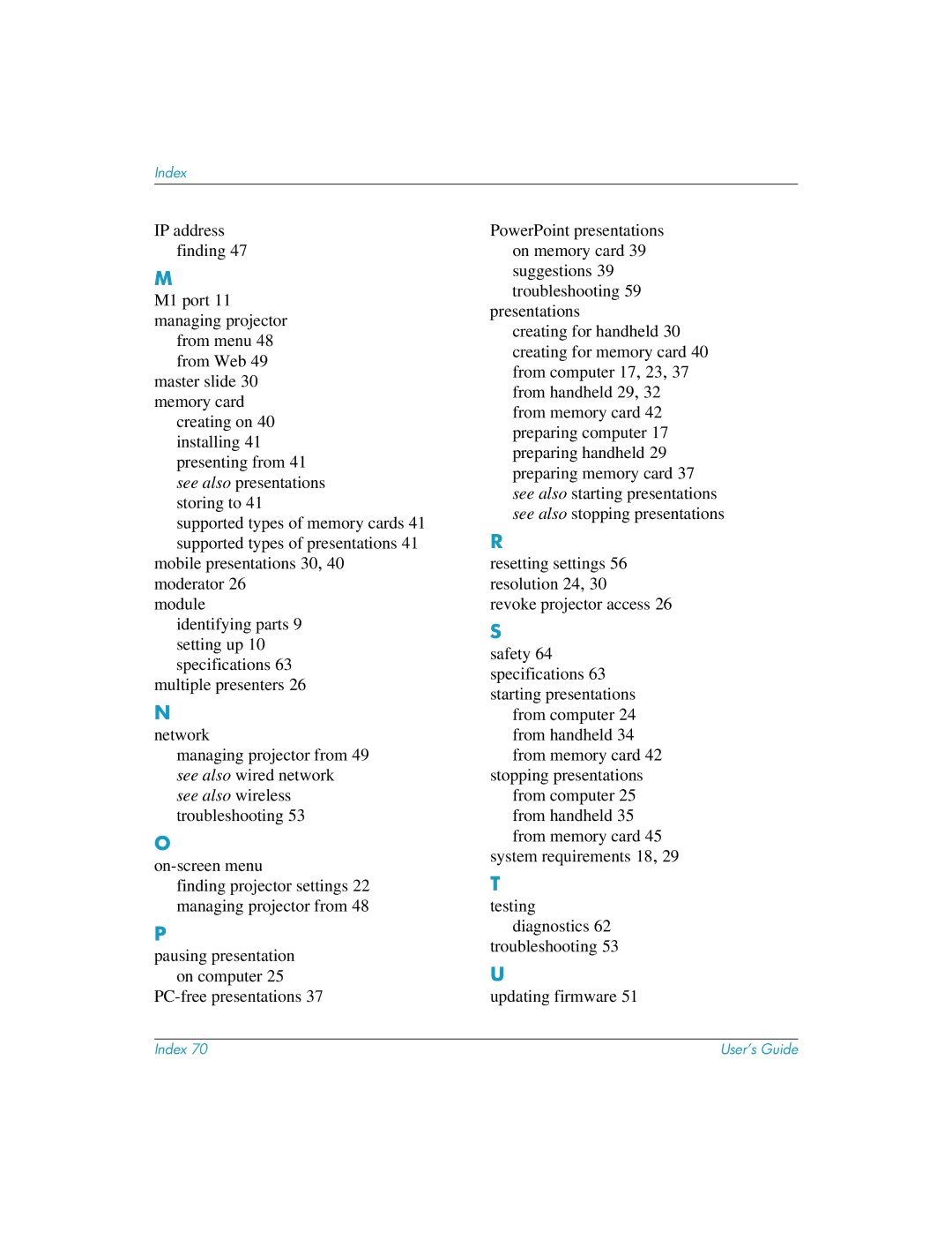 HP L1619A manual Index 