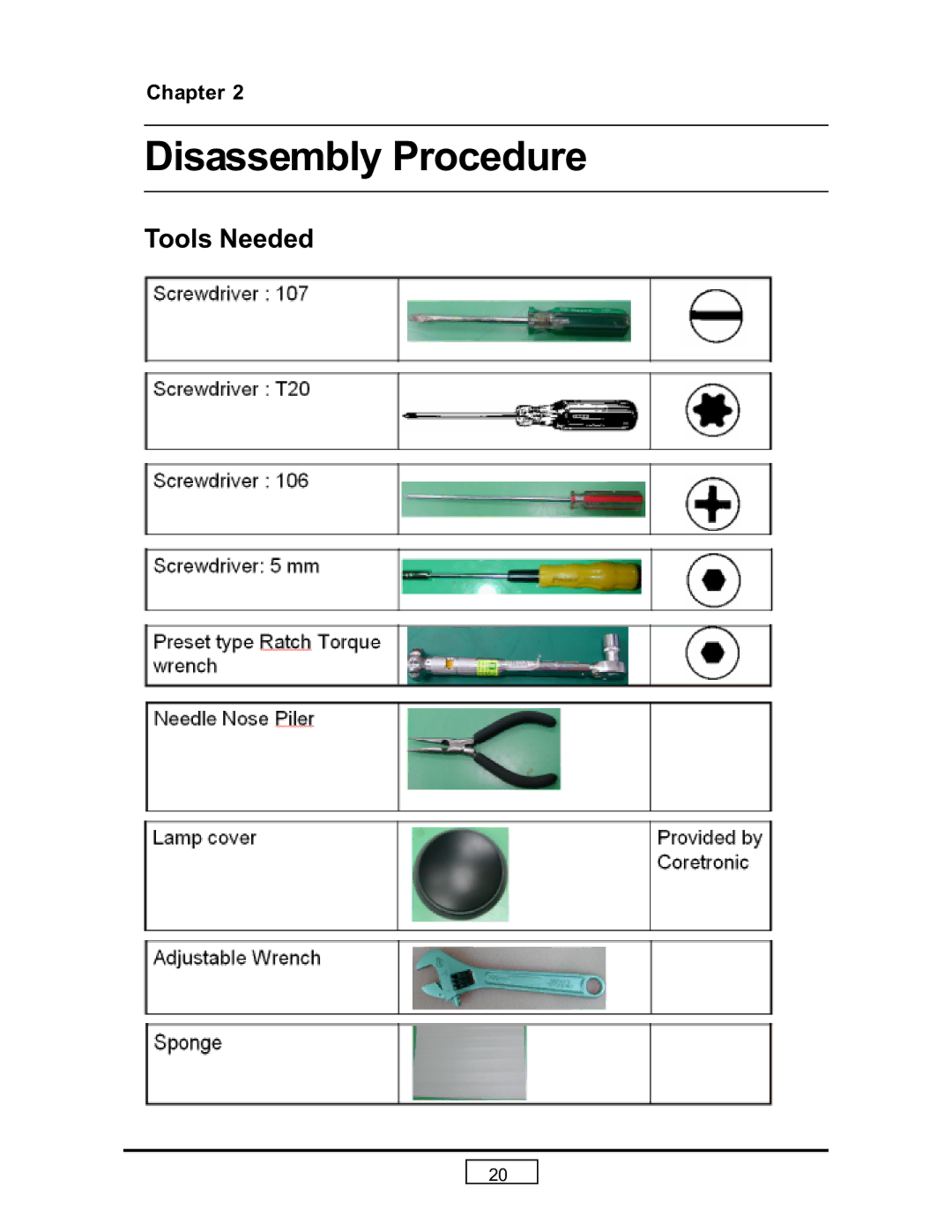 HP L1735A, L1736A, L1798A, L1737A manual Disassembly Procedure 