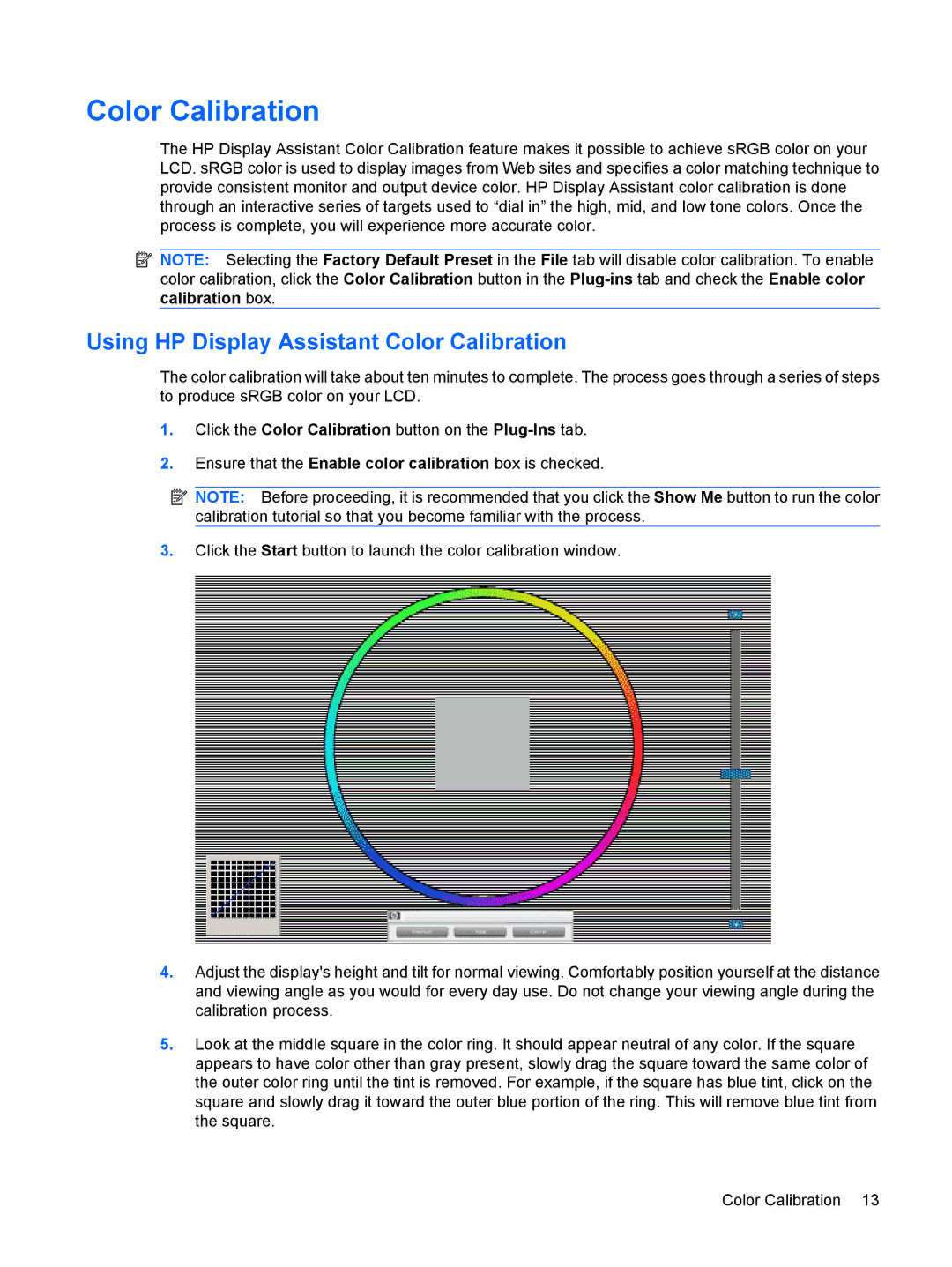 HP L1906 19-inch manual Using HP Display Assistant Color Calibration 