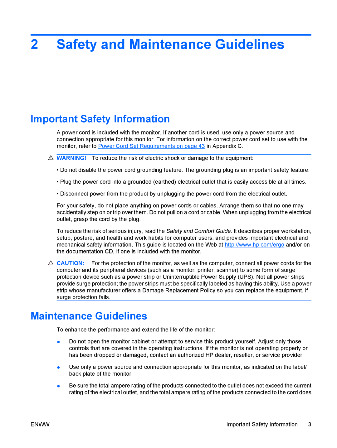 HP LE1911I, L1910I manual Safety and Maintenance Guidelines, Important Safety Information 