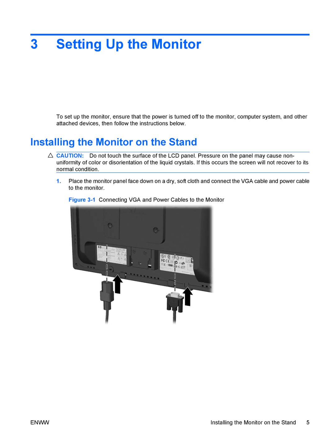 HP LE1911I, L1910I manual Setting Up the Monitor, Installing the Monitor on the Stand 