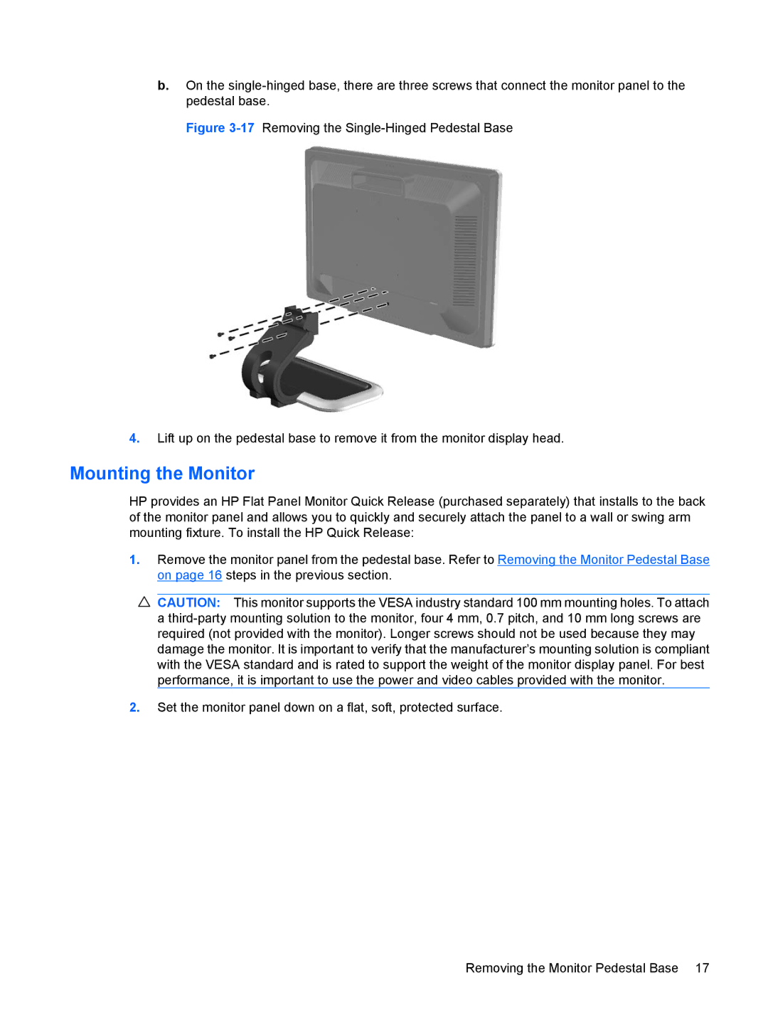 HP L1945wv 19-inch manual Mounting the Monitor 