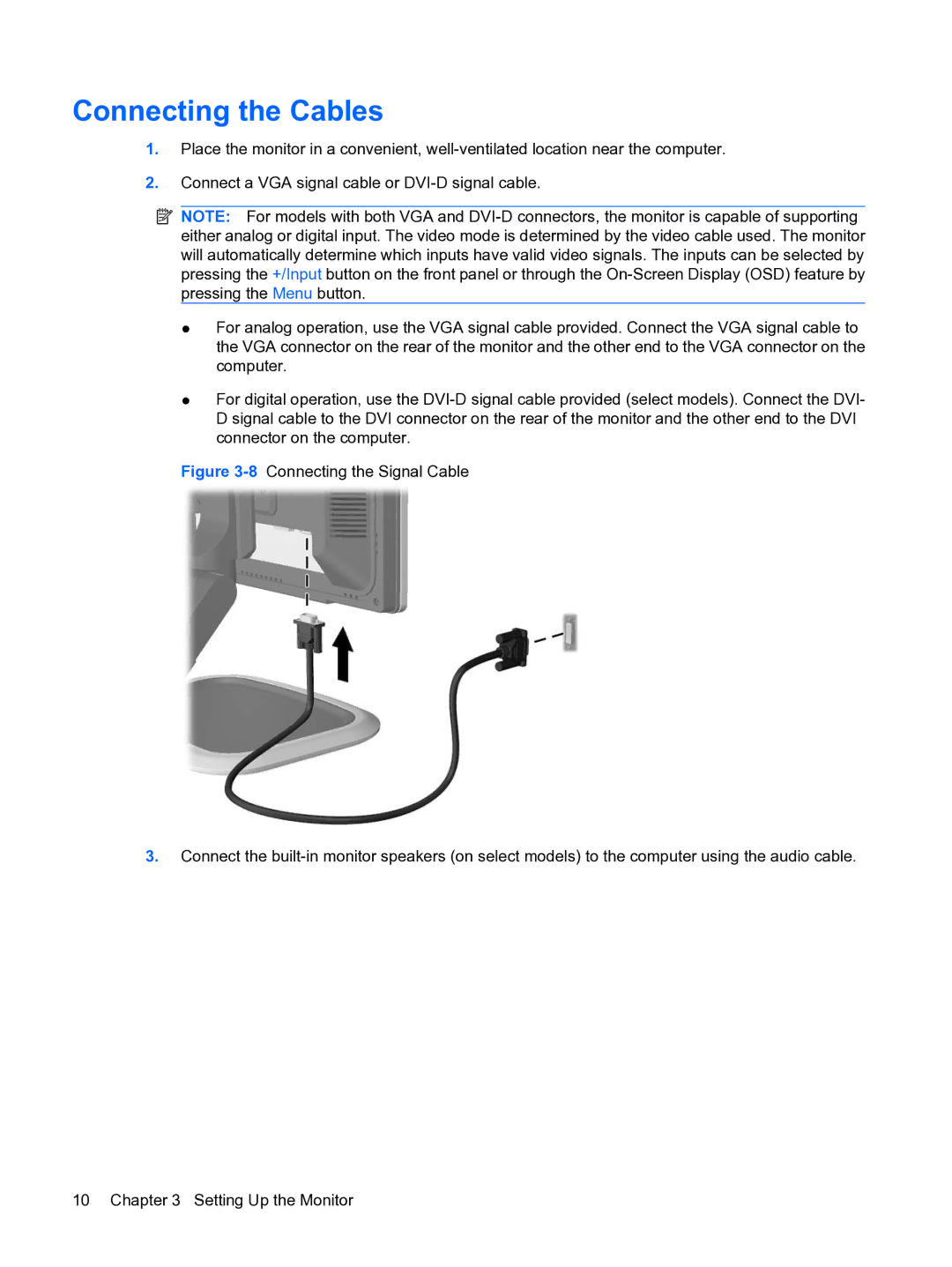 HP L1950g 19-inch manual Connecting the Cables 