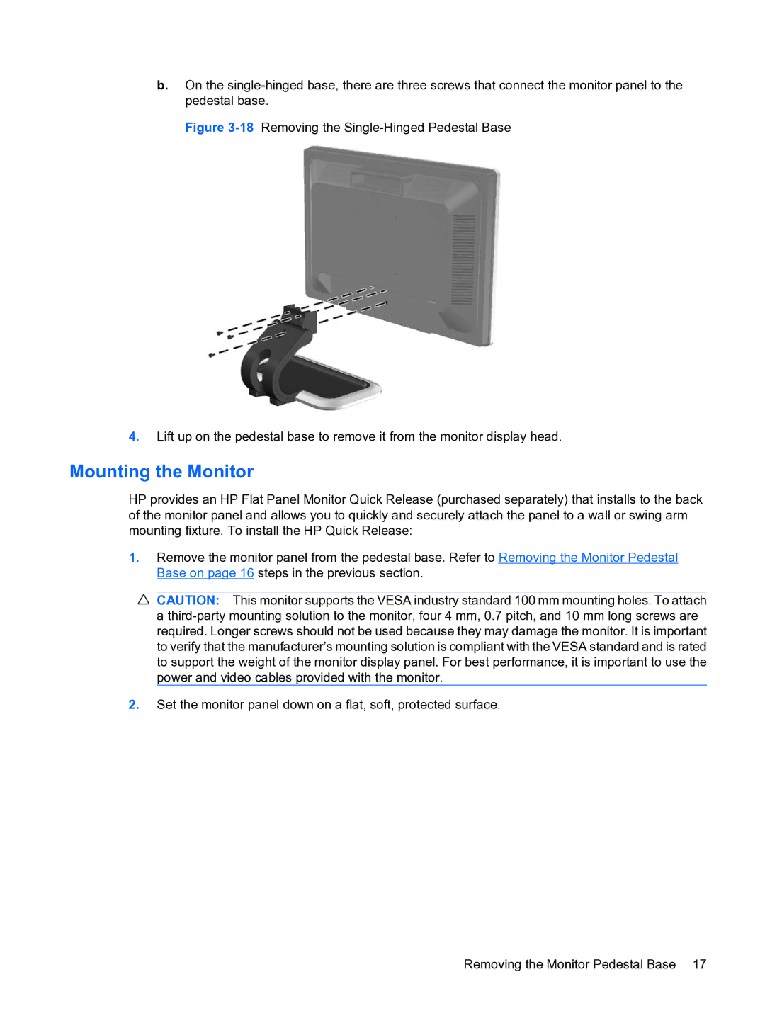 HP L1950g 19-inch manual Mounting the Monitor 