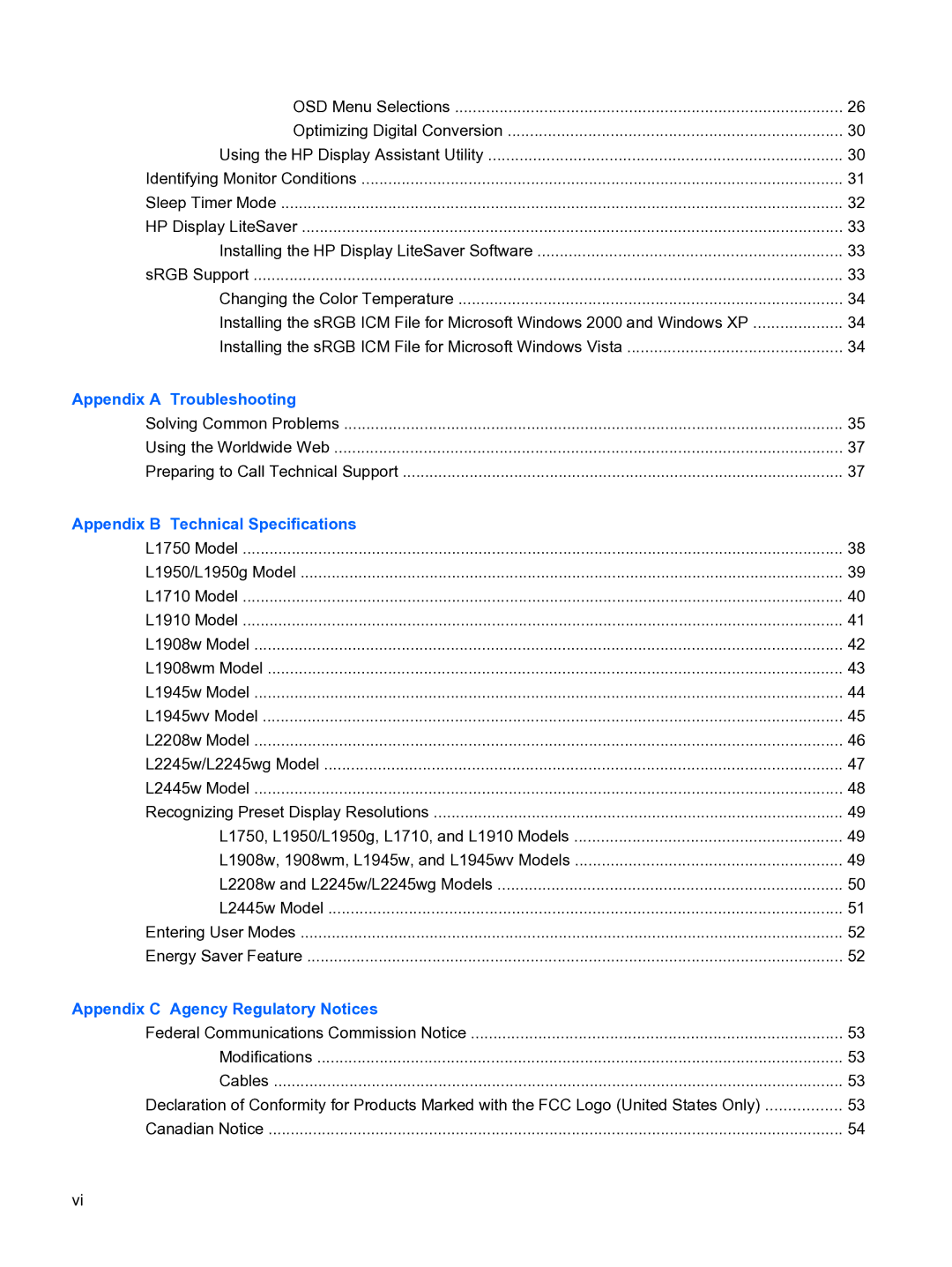 HP L1950g 19-inch manual Appendix a Troubleshooting 