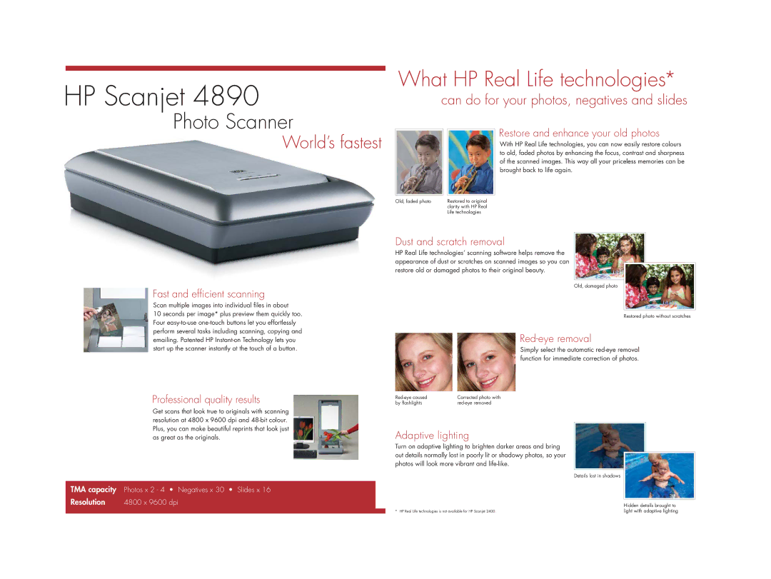 HP L1970A Restore and enhance your old photos, Fast and efficient scanning, Professional quality results, Red-eye removal 