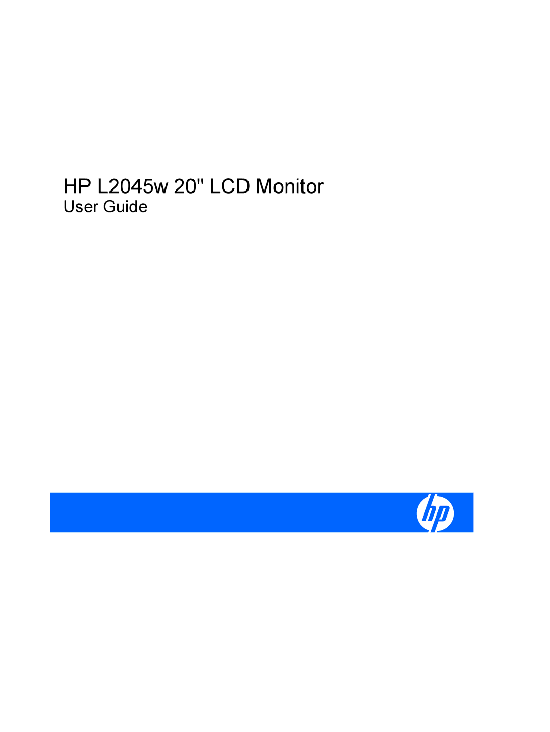 HP L2045w 20-inch manual HP L2045w 20 LCD Monitor 