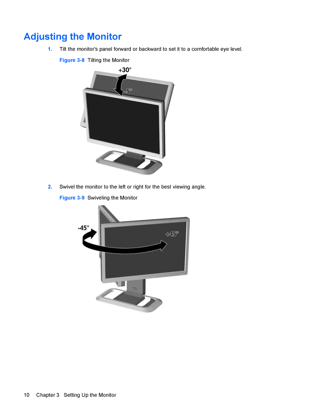 HP L2045w 20-inch manual Adjusting the Monitor 