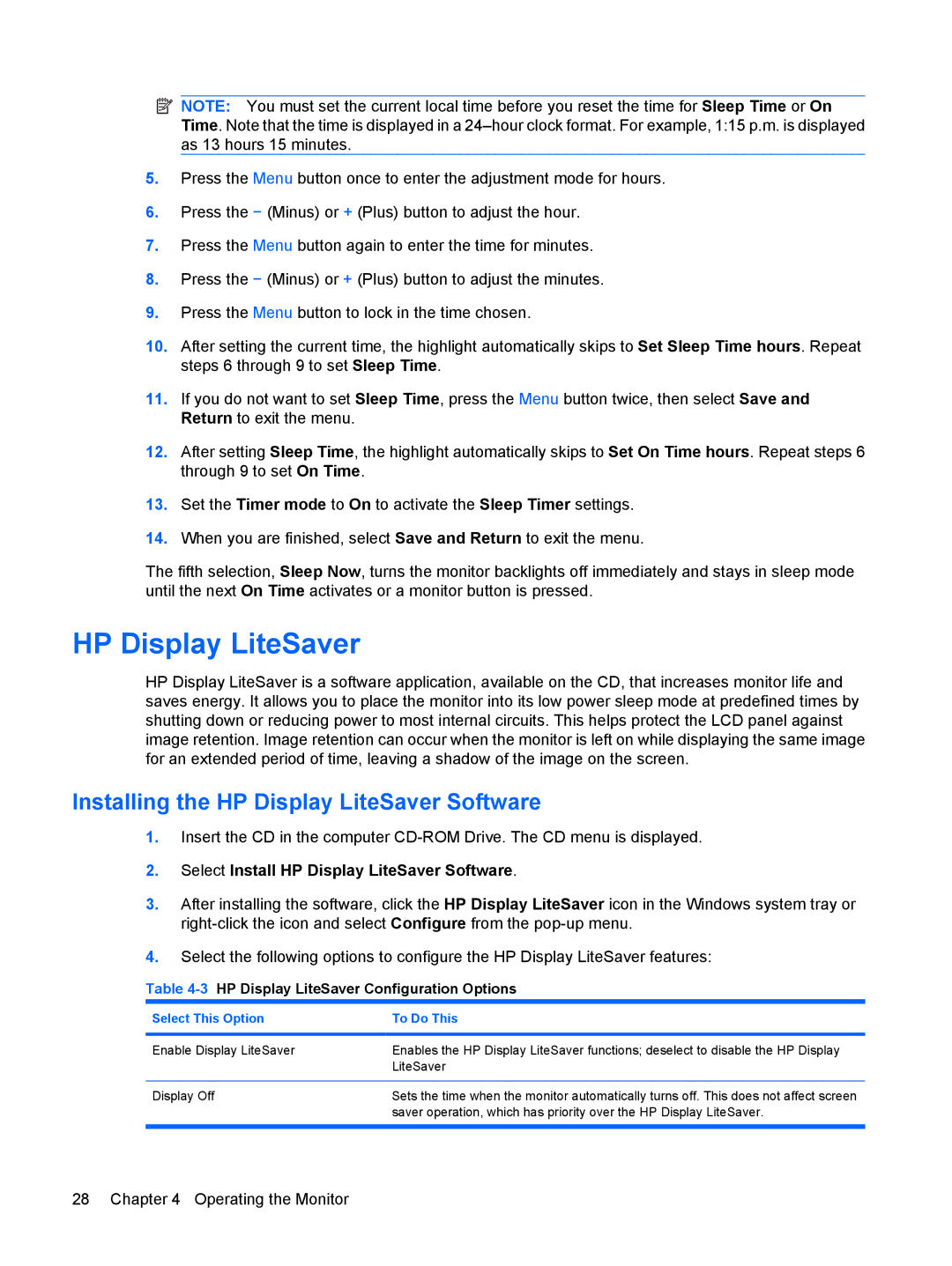 HP L2045W manual Installing the HP Display LiteSaver Software 