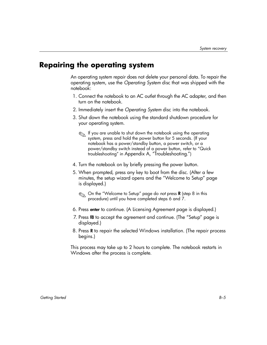 HP L2000, L2098XX, L2005US, L2005CU, L2005CM, L2005CL, L2005A3, L2005CO manual Repairing the operating system 