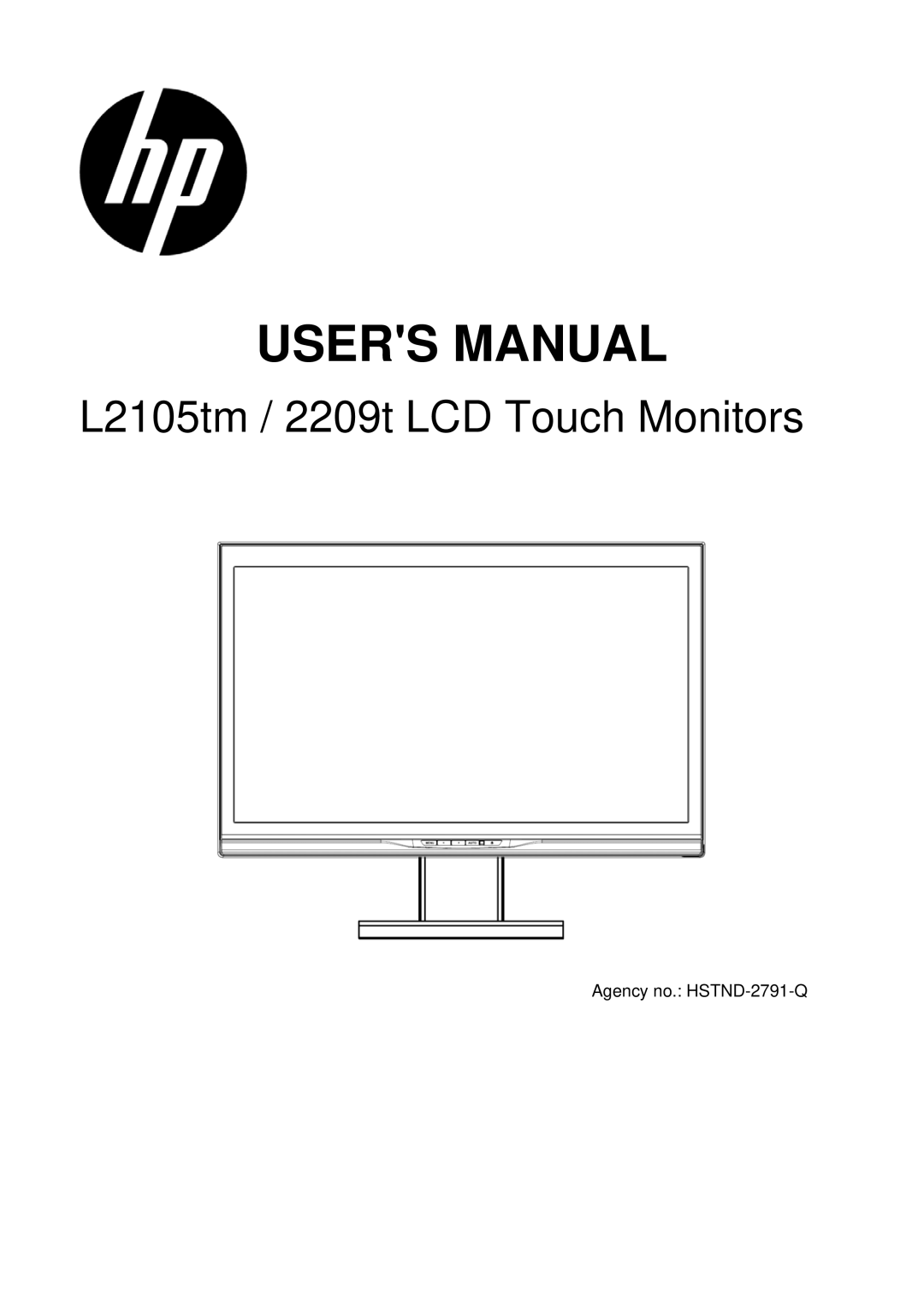 HP 2209T manual L2105tm / 2209t LCD Touch Monitors 