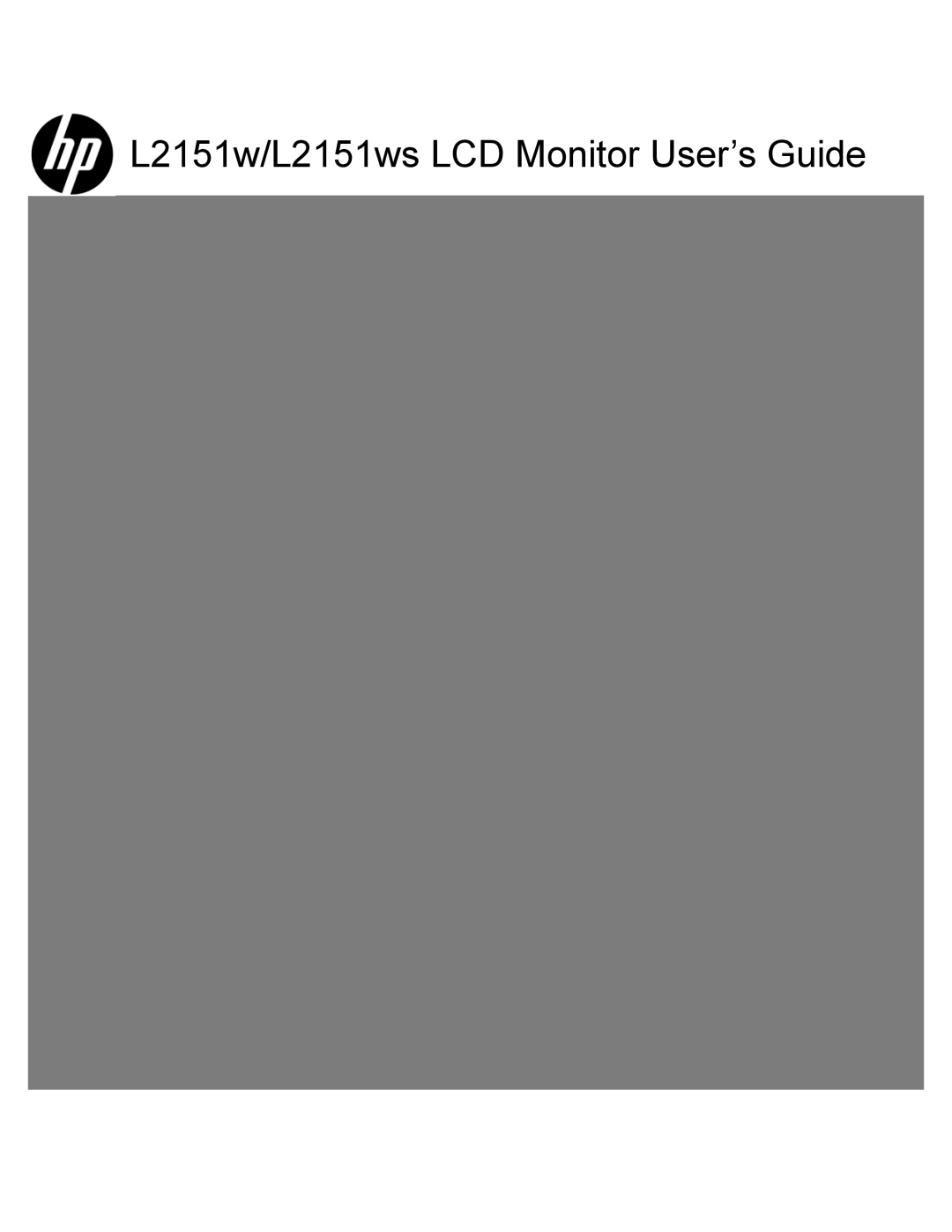 HP L2151WS manual L2151w/L2151ws LCD Monitor User’s Guide 