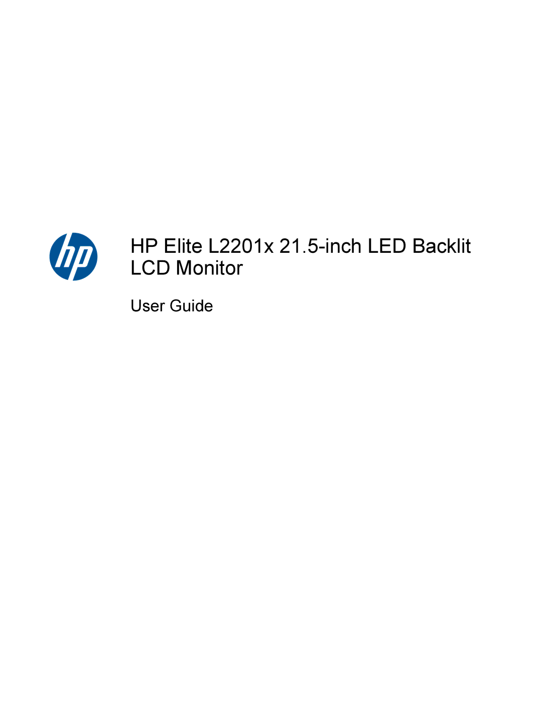 HP manual HP Elite L2201x 21.5-inch LED Backlit LCD Monitor 