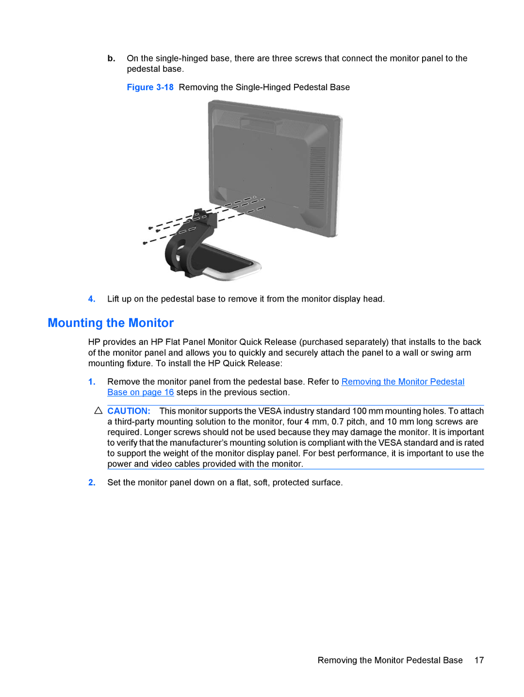 HP L2245WG manual Mounting the Monitor 