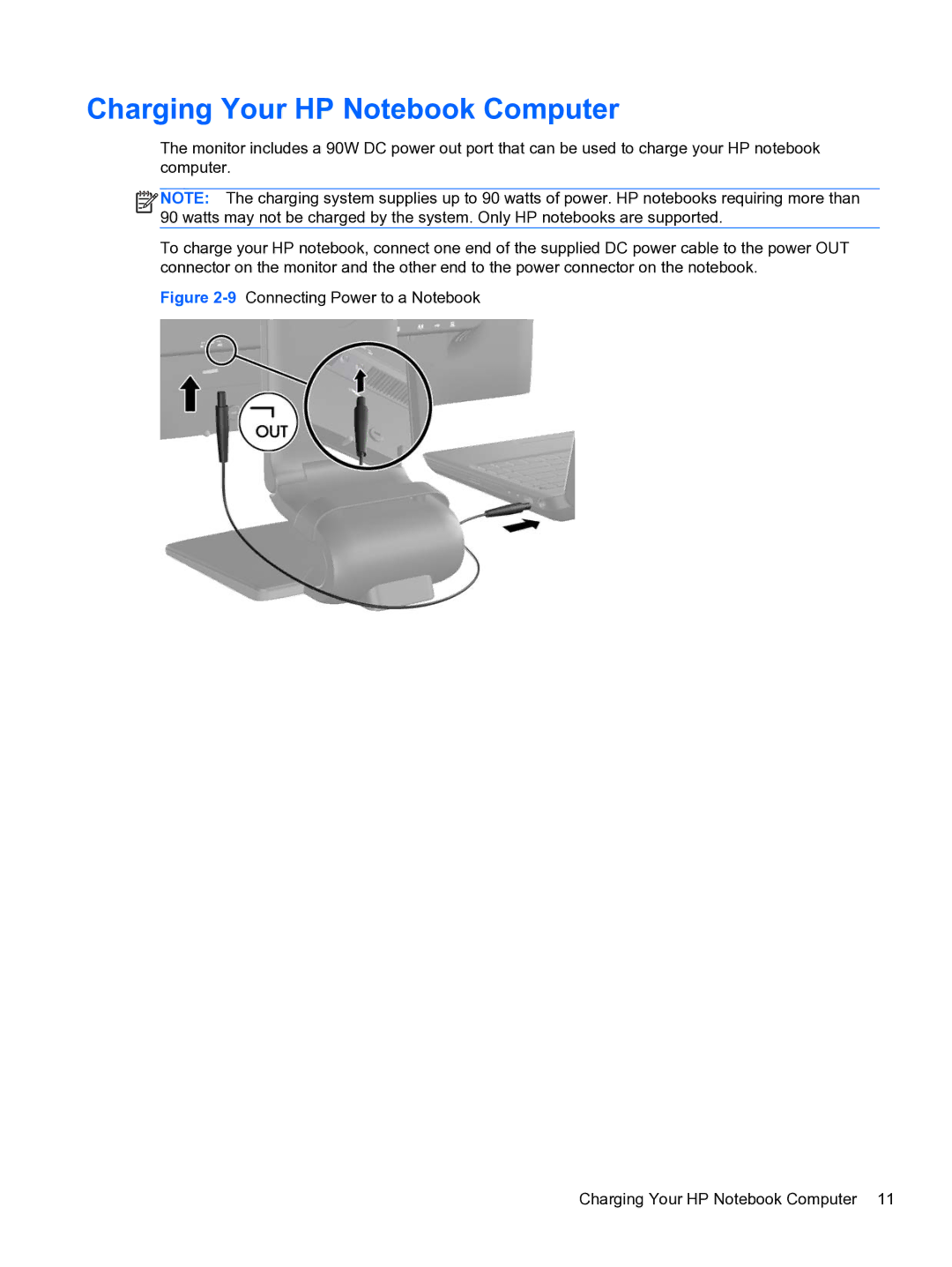 HP L2311c Docking manual Charging Your HP Notebook Computer 